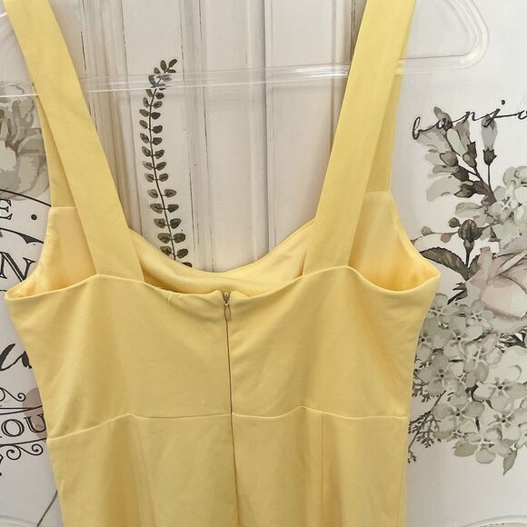 Lulus Social Sensation Dress Women's L Light Yellow Mini Square Bodycon NWT - Picture 8 of 11